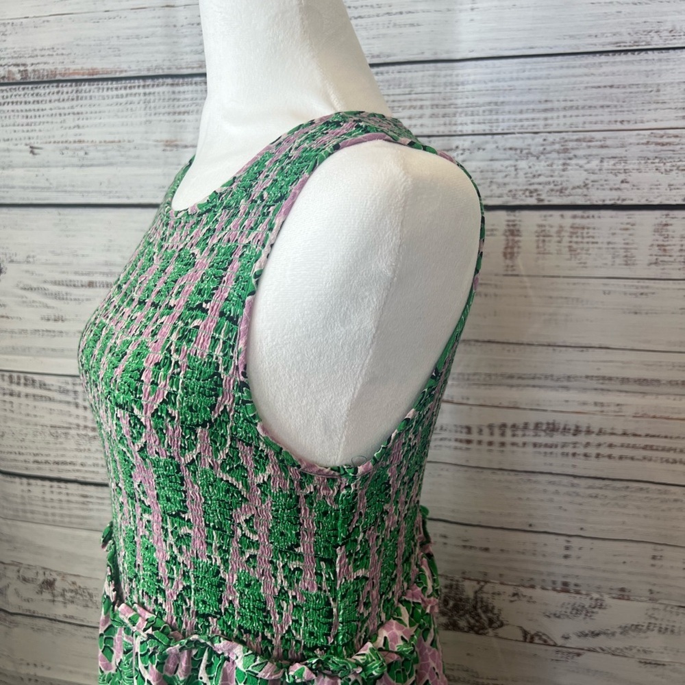 MELLODAY - WOMEN’S SLEEVELESS MAXI DRESS GREEN AND PINK SIZE L TROPICAL - Picture 5 of 10